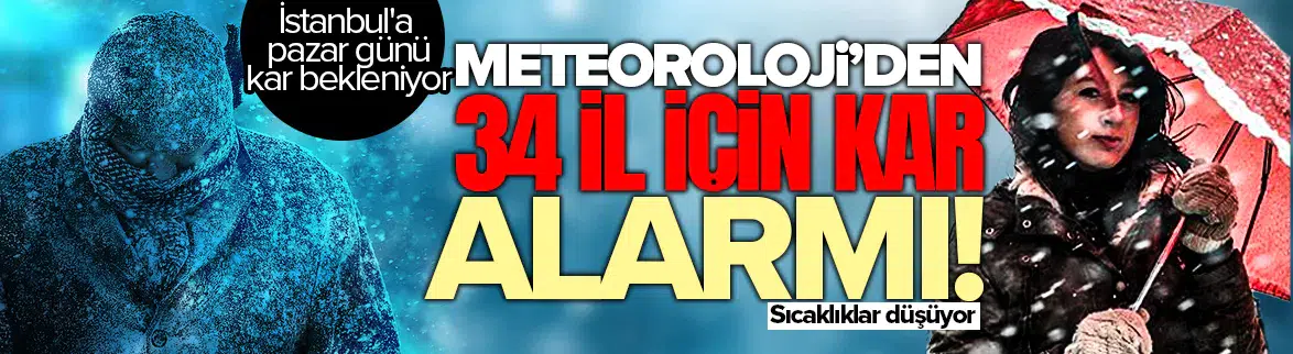 Meteoroloji'den 34 il için kar alarmı! İstanbul'a pazar günü kar bekleniyor