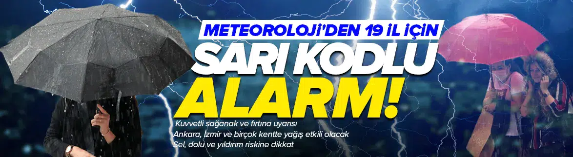 Meteoroloji'den 19 il için sarı kodlu alarm