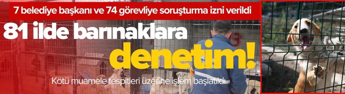 81 ilde barınaklara denetim: 7 belediye başkanı ve 74 görevliye soruşturma izni