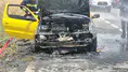 Tekirdağ'da otomobil alev alev yandı : Trafik tek şeritten sağlandı