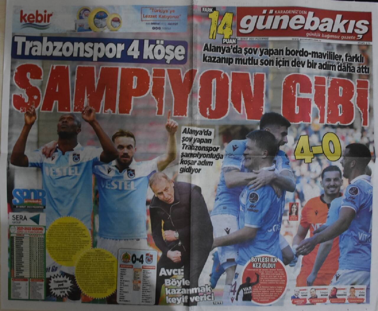 Trabzon yerel basınından "şampiyon" başlıkları