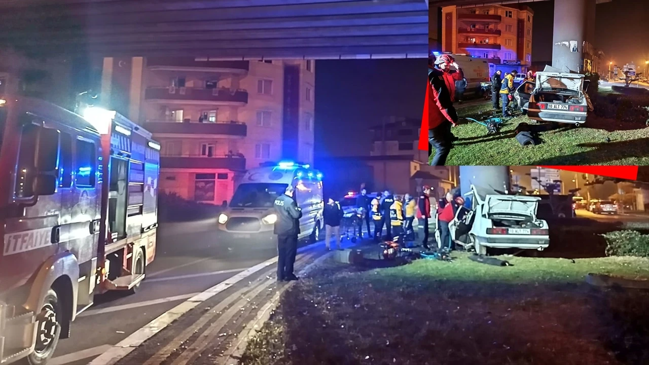 Otomobil üst geçidin ayağına çarptı! Sürücü öldü