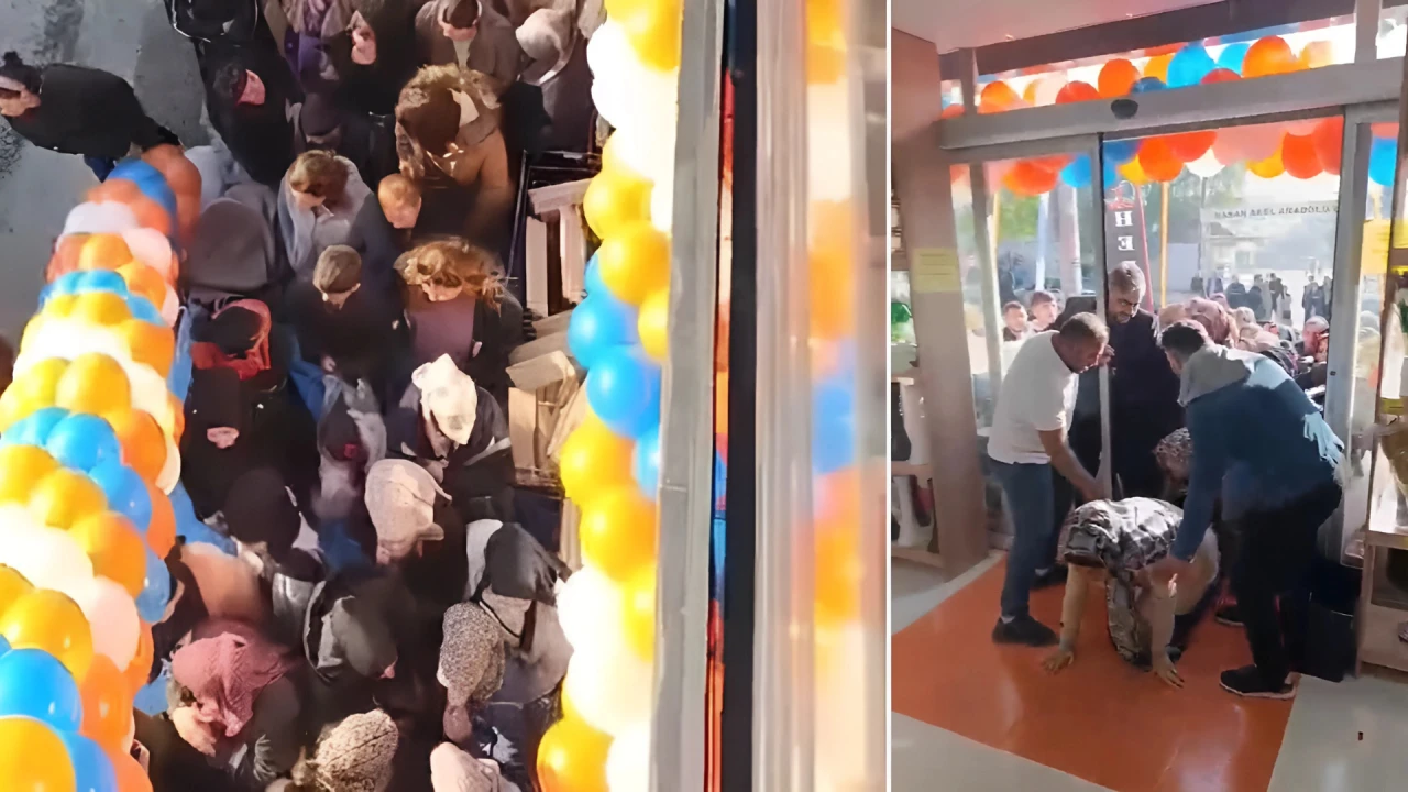 Mersin'de mağaza açılışı izdihama dönüştü! Vatandaşlar ezilme tehlikesi geçirdi