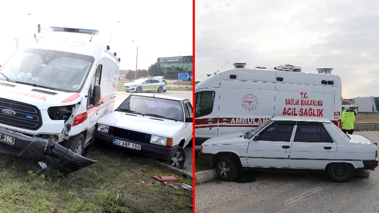 Edirne’de ambulans ile otomobil çarpıştı: 2 kişi yaralandı