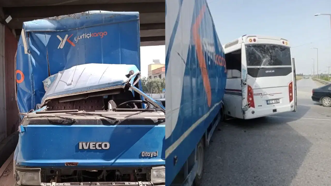 Hatay'da işçi servisi, kargo kamyonuyla çarpıştı!