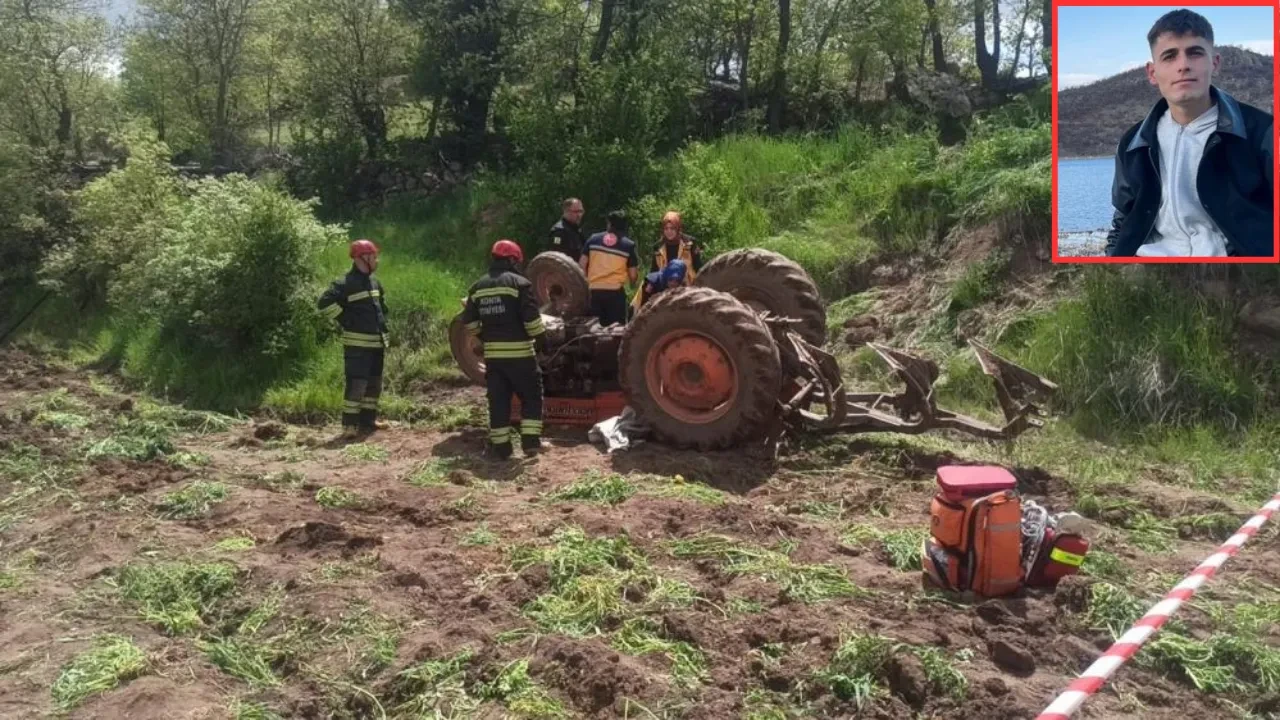 Konya'da yürek yakan kaza: 17 yaşındaki genç, 2 metreden düşen traktörün altında can verdi