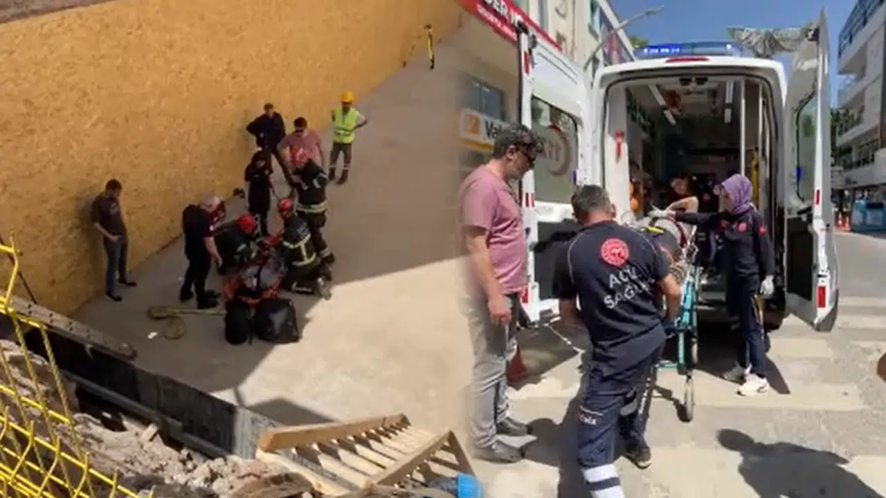 Kocaeli'de inşaat kazası: Yaralı işçi vinçle kurtarıldı!