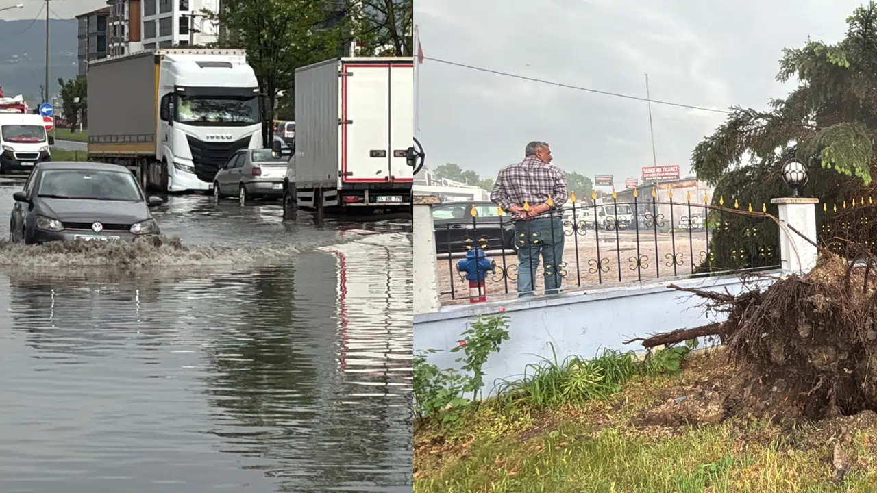 Bolu'da sağanak ve şiddetli fırtına! Yolları sel götürdü