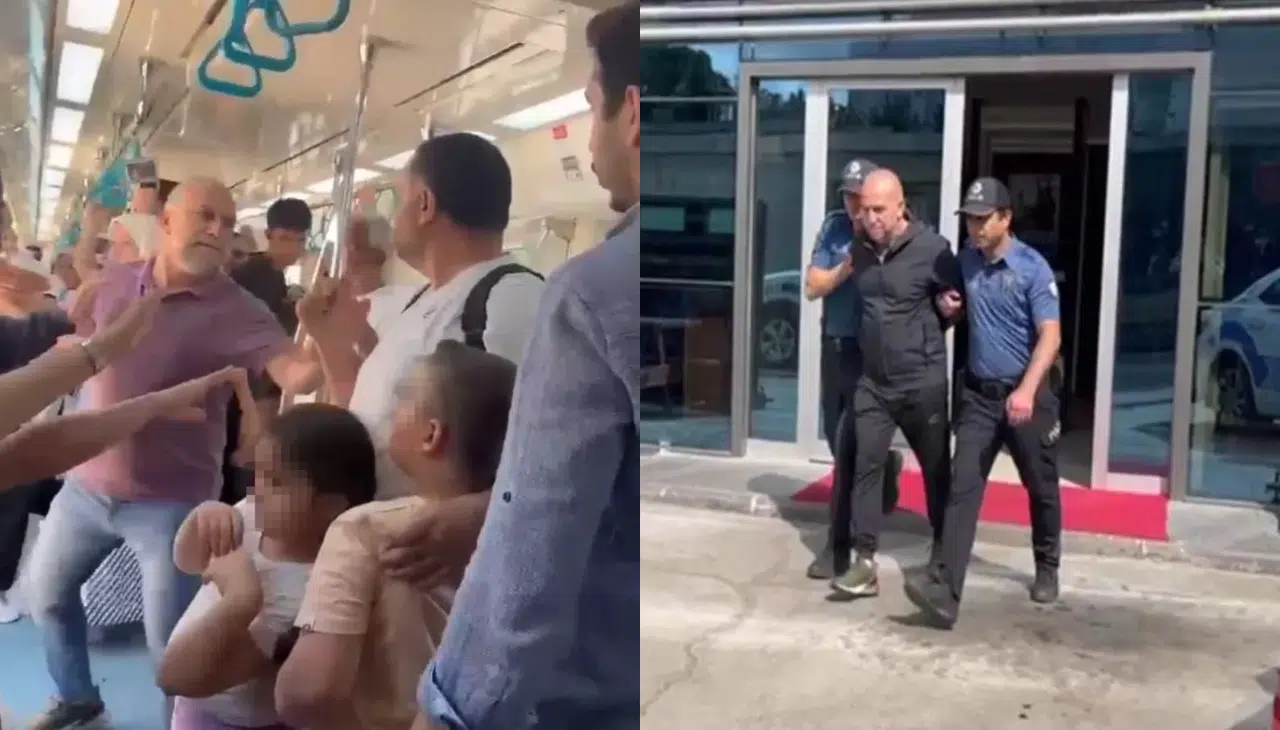 Marmaray'da tartıştığı yolcuyu çocuklarının gözü önünde darbeden şüpheli tutuklandı