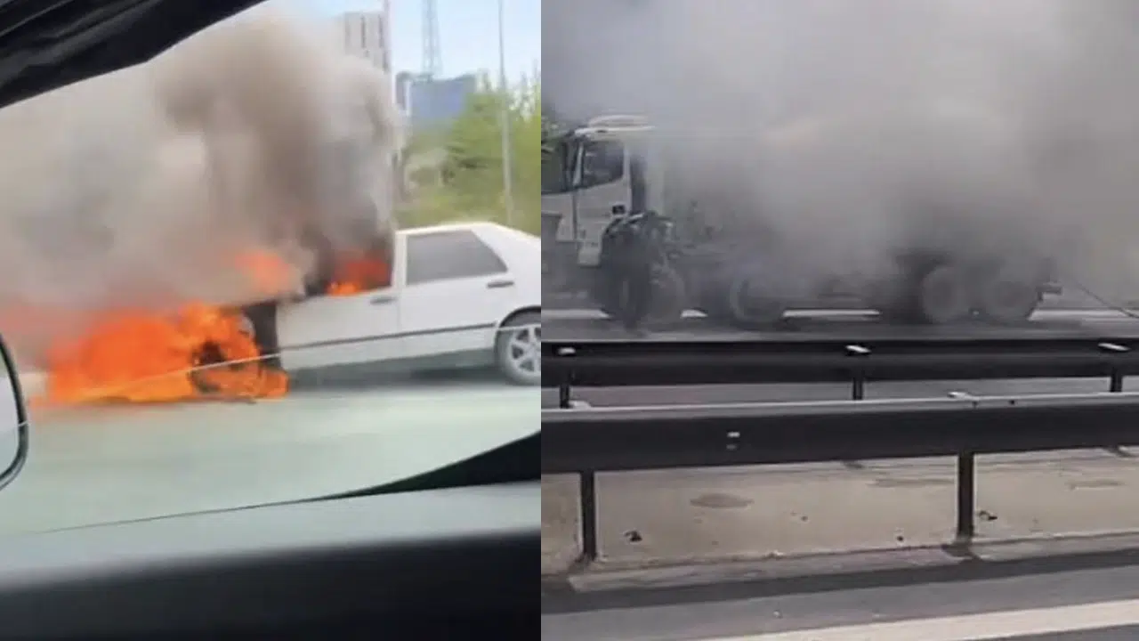 Bahçelievler'de otomobil alev alev yandı!