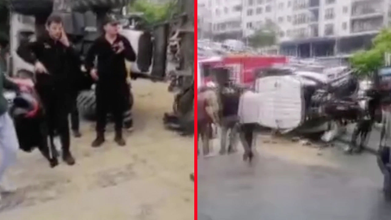 Bayrampaşa'da iş makinesi motosiklete çarparak devrildi!