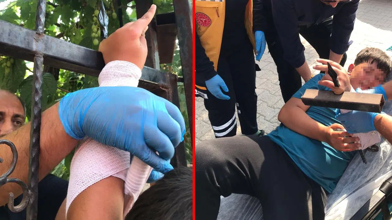 Hatay'da korkunç kaza: Çocuğun eline kapı demiri saplandı