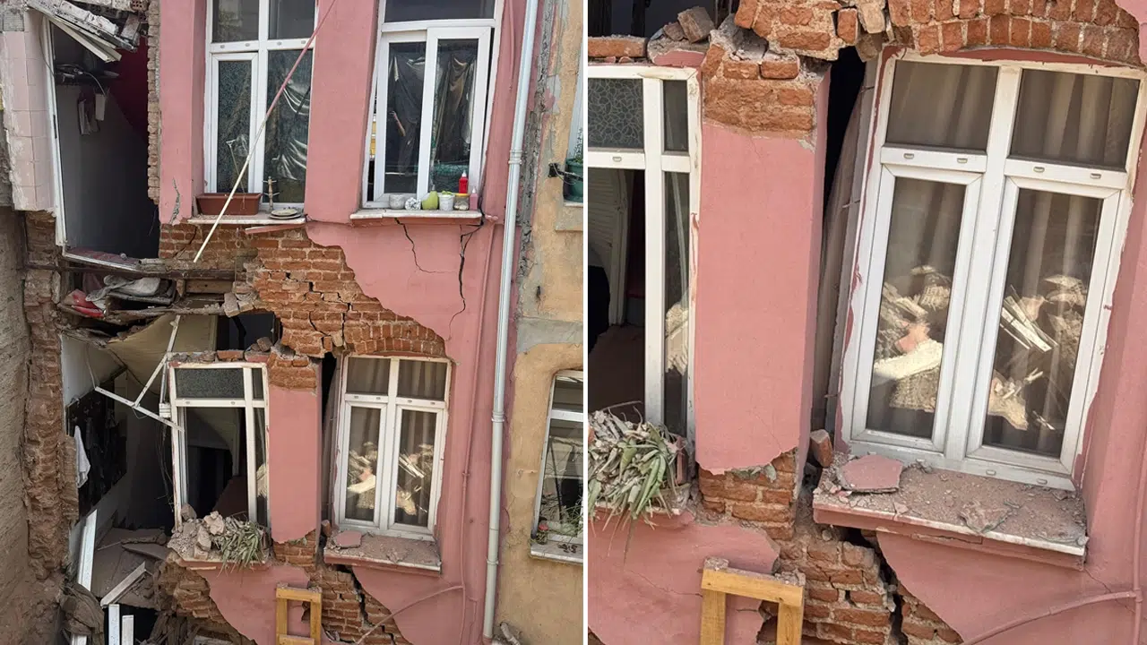 Fatih'te panik anları: Binada kısmi çökme oldu!