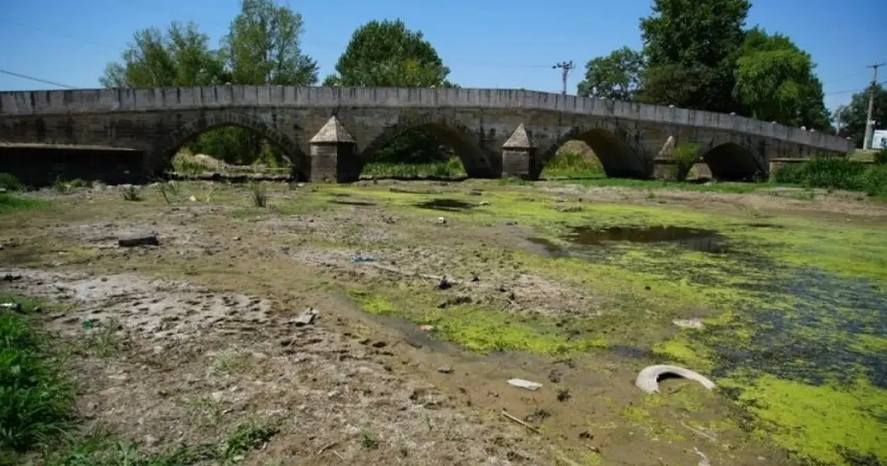 Tunca Nehri'nde şok eden manzara! Su akışı tamamen durdu!