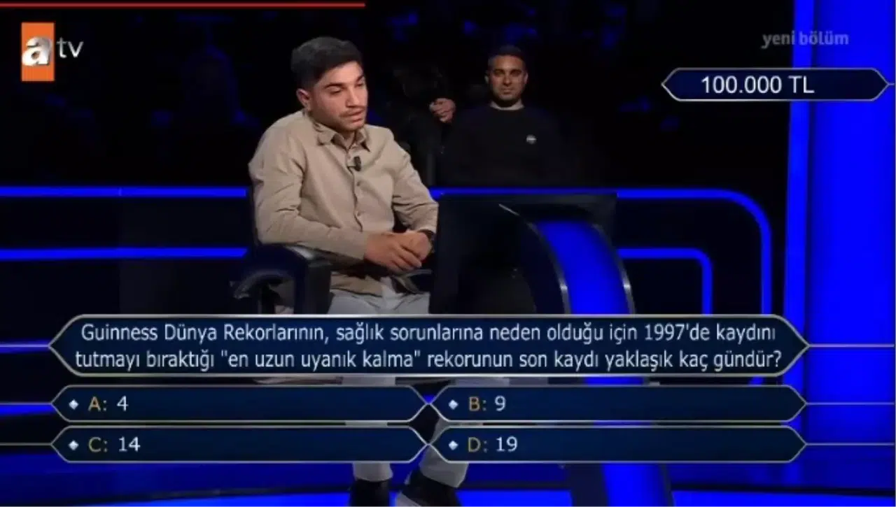 Kim Milyoner Olmak İster’de merak uyandıran soru: En uzun uyanık kalma rekoru kaç gün?