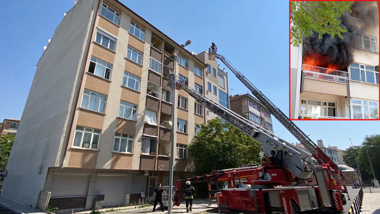 Konya'da apartman yangını: 5 kişi dumandan etkilendi!