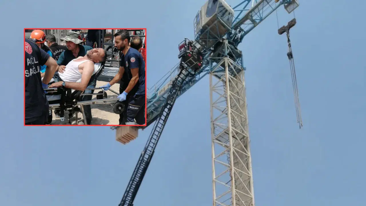 Malatya'da kule vinç operatörü 30 metre yüksekte bayıldı!