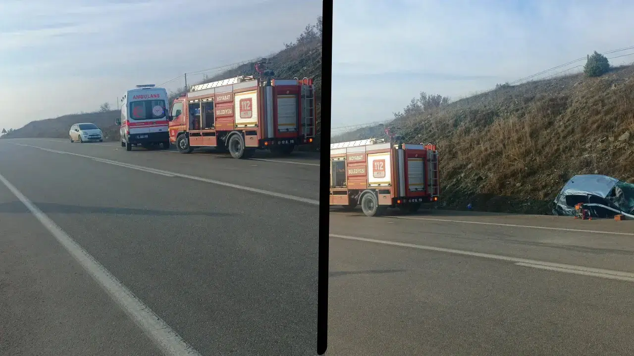 Sinop'ta kaza: Araç şarampole devrildi, 5 kişi yaralandı