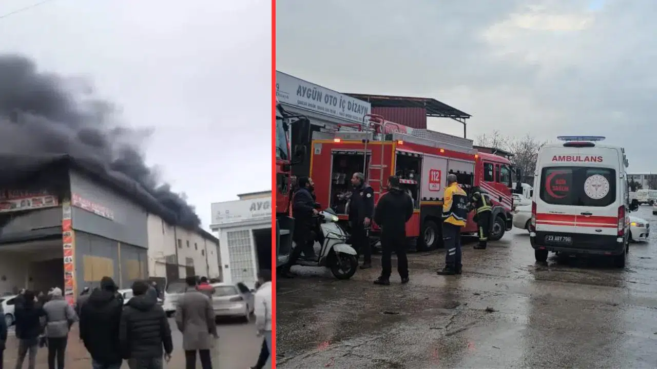 Elazığ Sanayi Sitesi'nde yangın çıktı : Tamirci dükkanı alevlere teslim oldu