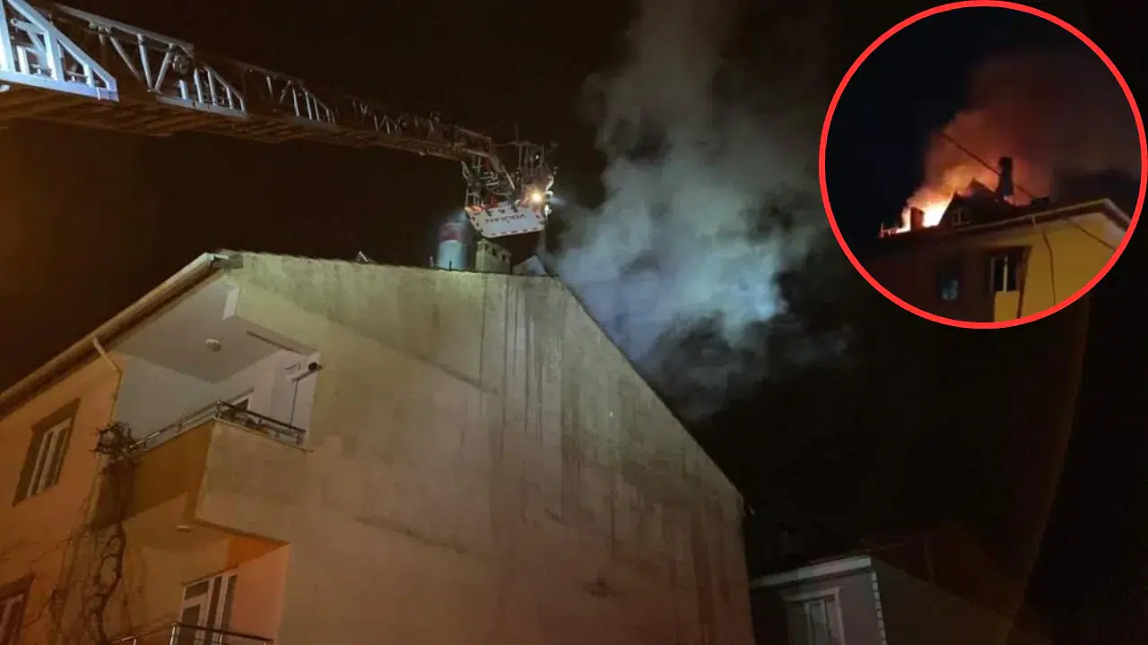 Bursa İnegöl'de apartman çatısında yangın çıktı
