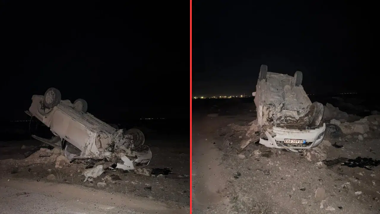 Aksaray Eskil'de otomobil şarampole devrildi: Yaralılar var