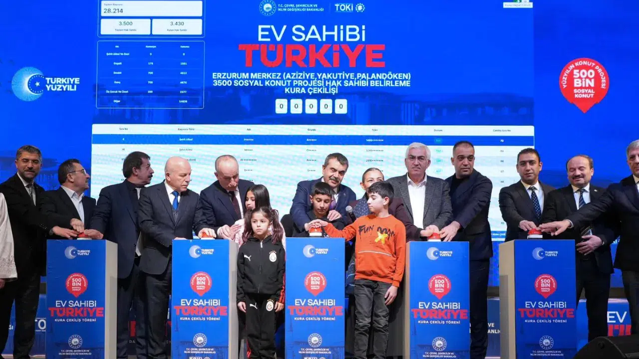 Erzurum'da Yüzyılın Konut Projesi kuraları çekildi: 4 bin 905 konutun hak sahipleri belli oldu