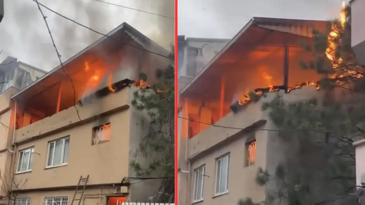 Bursa'da çatıda çıkan yangın üst kata sıçradı : Bina alev topuna döndü