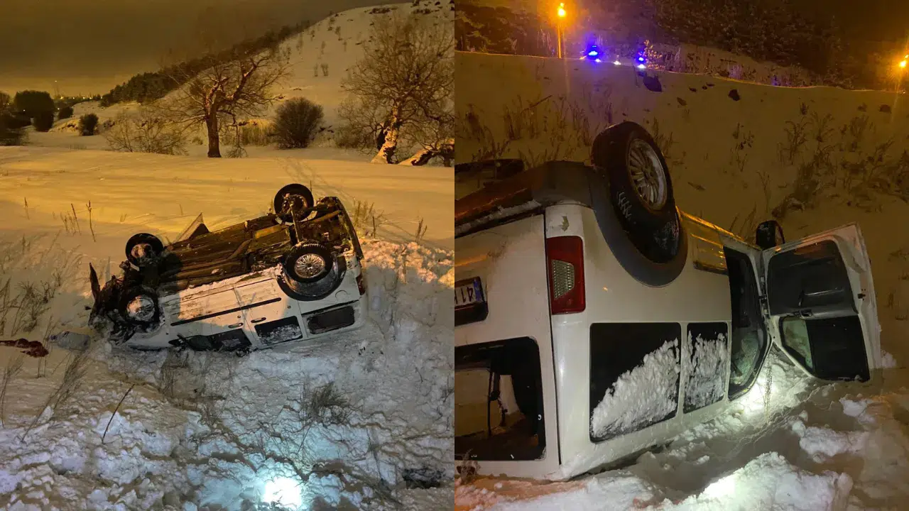 Kars'ta kaza : Araç takla attı, 2 kişi yaralandı