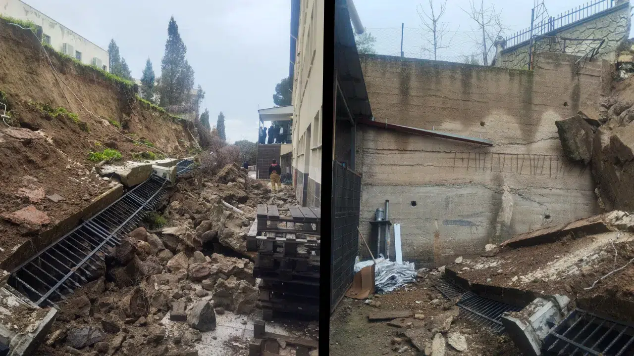 Manisa'da sağanak etkisi : Okulun istinat duvarı yıkıldı