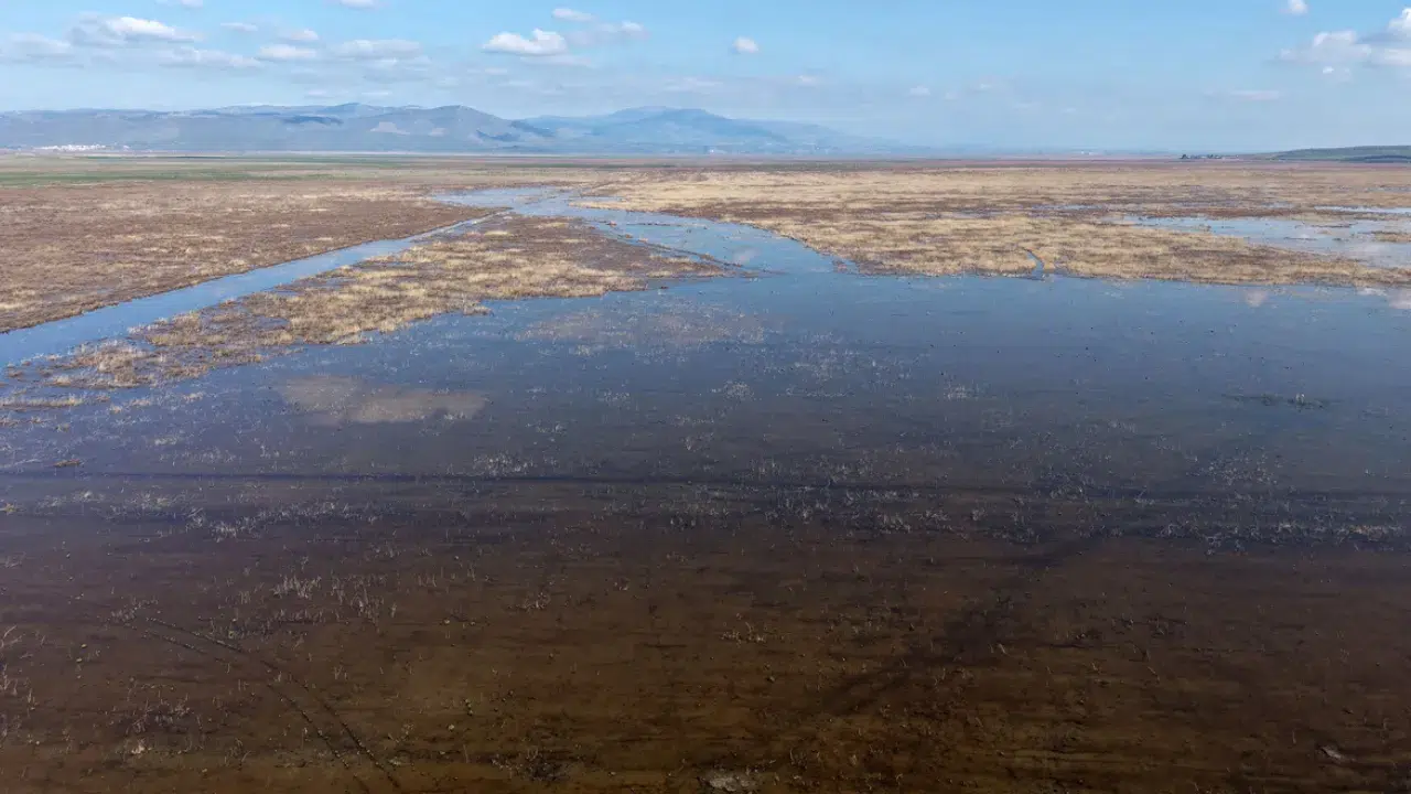 Manisa'daki Marmara Gölü 5 yıl sonra su tutmaya başladı