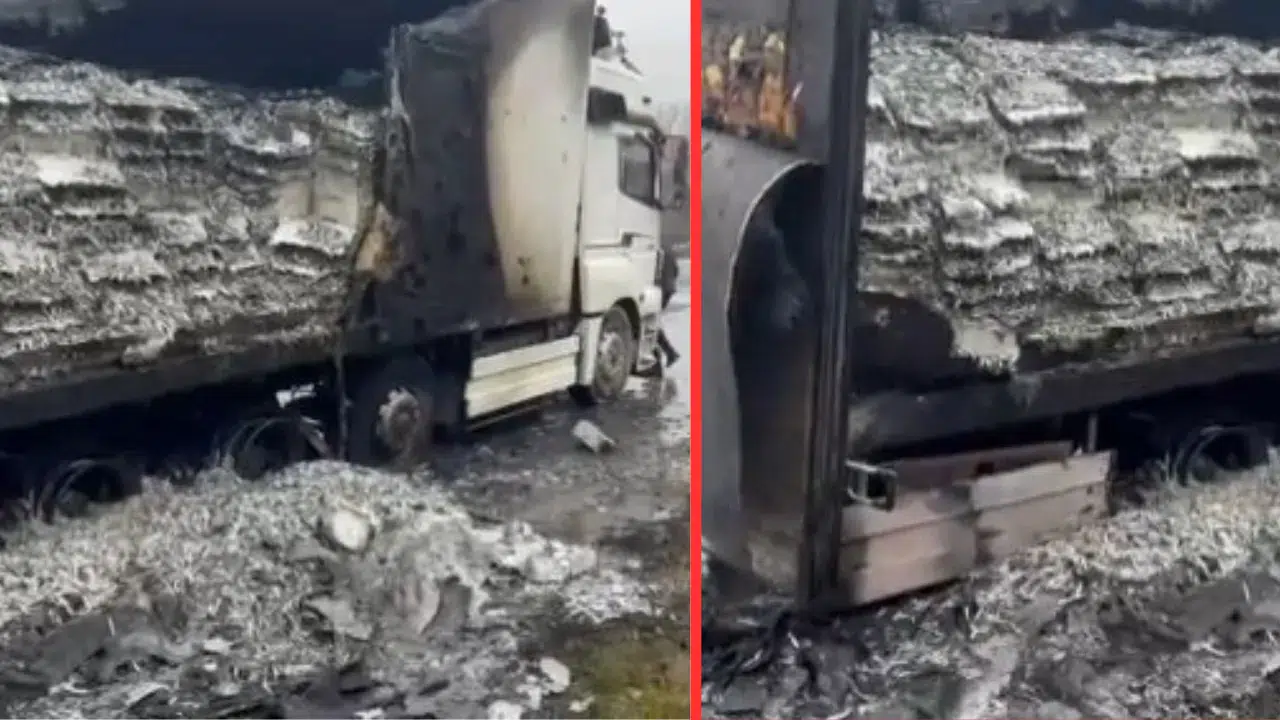 Kırklareli'nde hamsi yüklü tır alev alev yandı : Araç hurdaya döndü