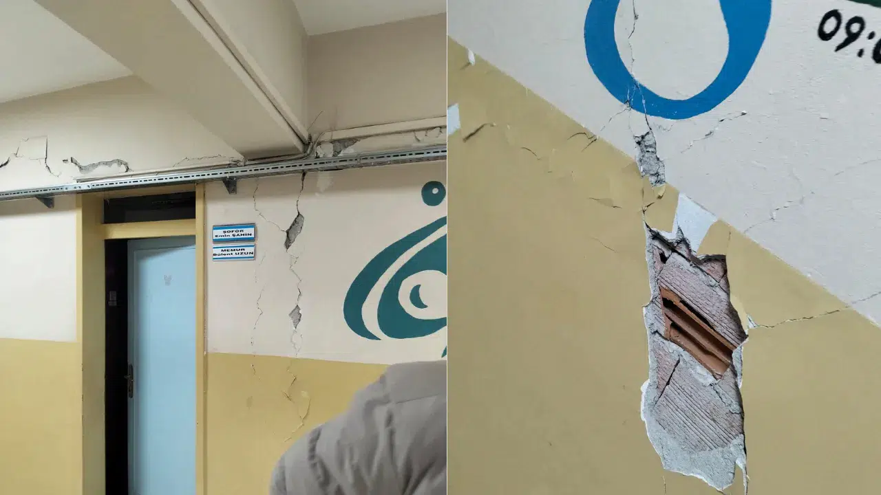 Tokat'ta deprem etkisi : Okul duvarları çatladı