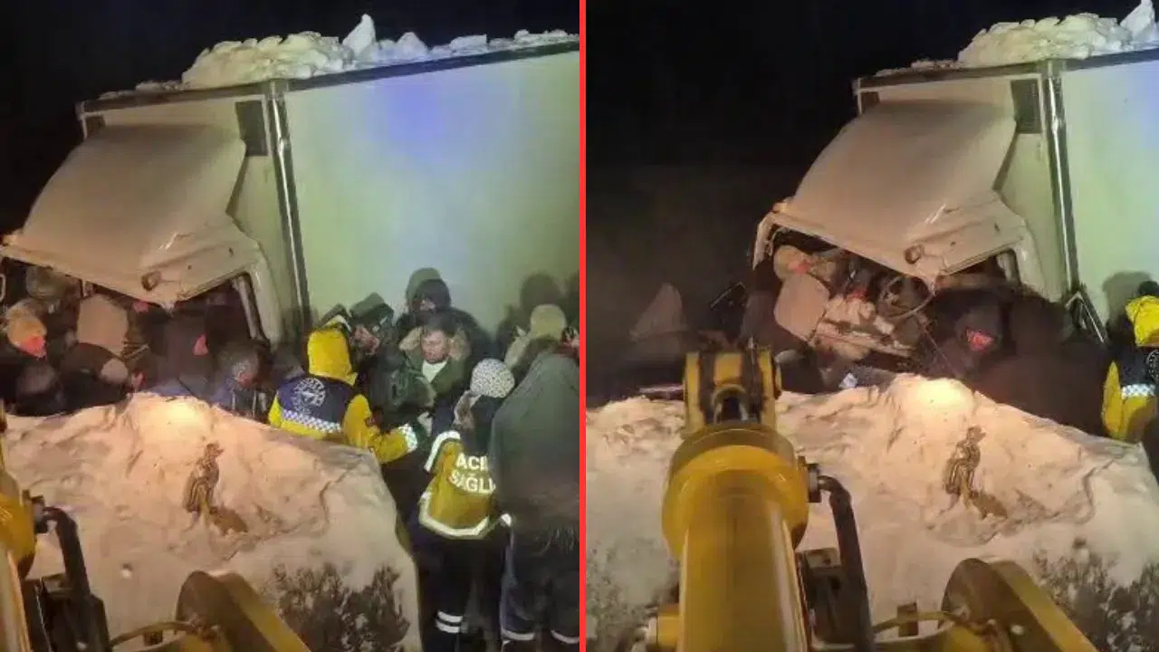 Erzurum Akyazı'da iki kamyon kafa kafaya çarpıştı : Sürücü öldü