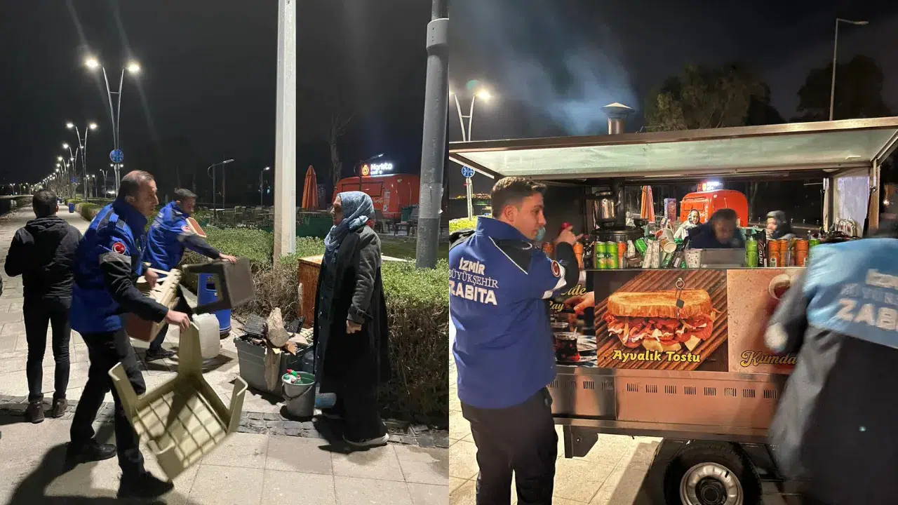 İzmir'de zabıta ekiplerinden seyyar satıcılara denetim