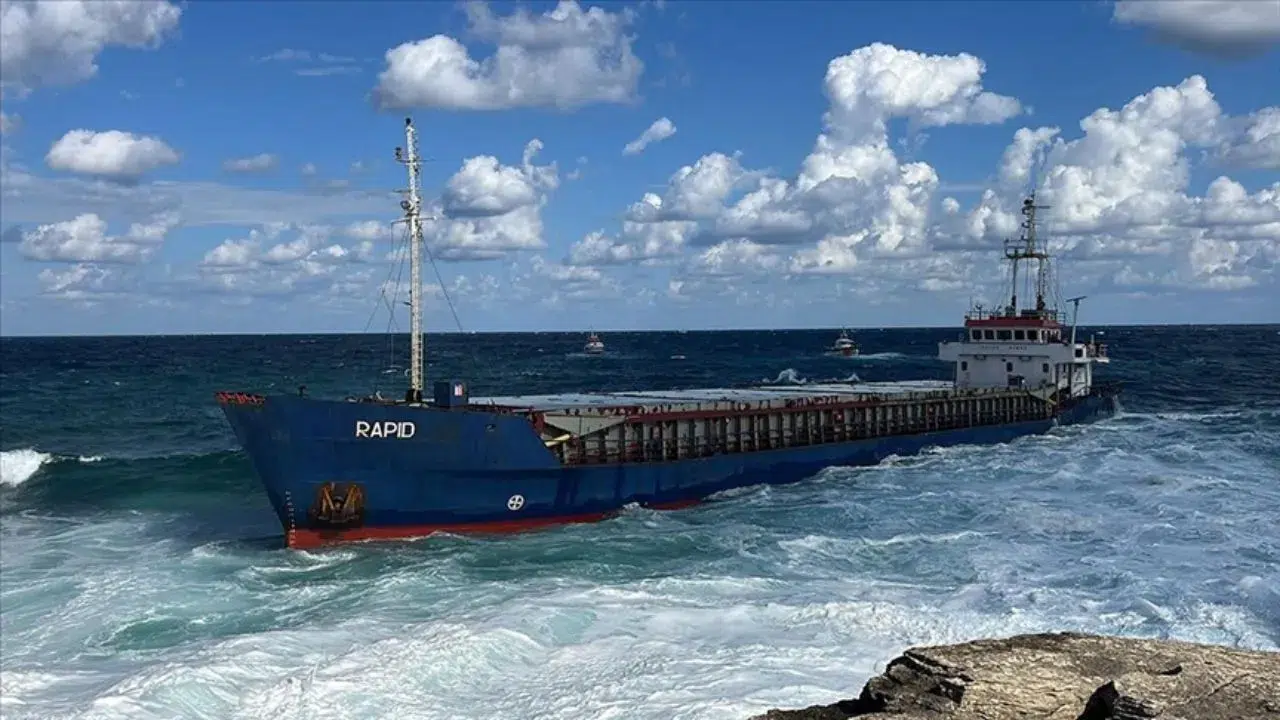 Balıkesir'de kuru yük gemisi karaya oturdu