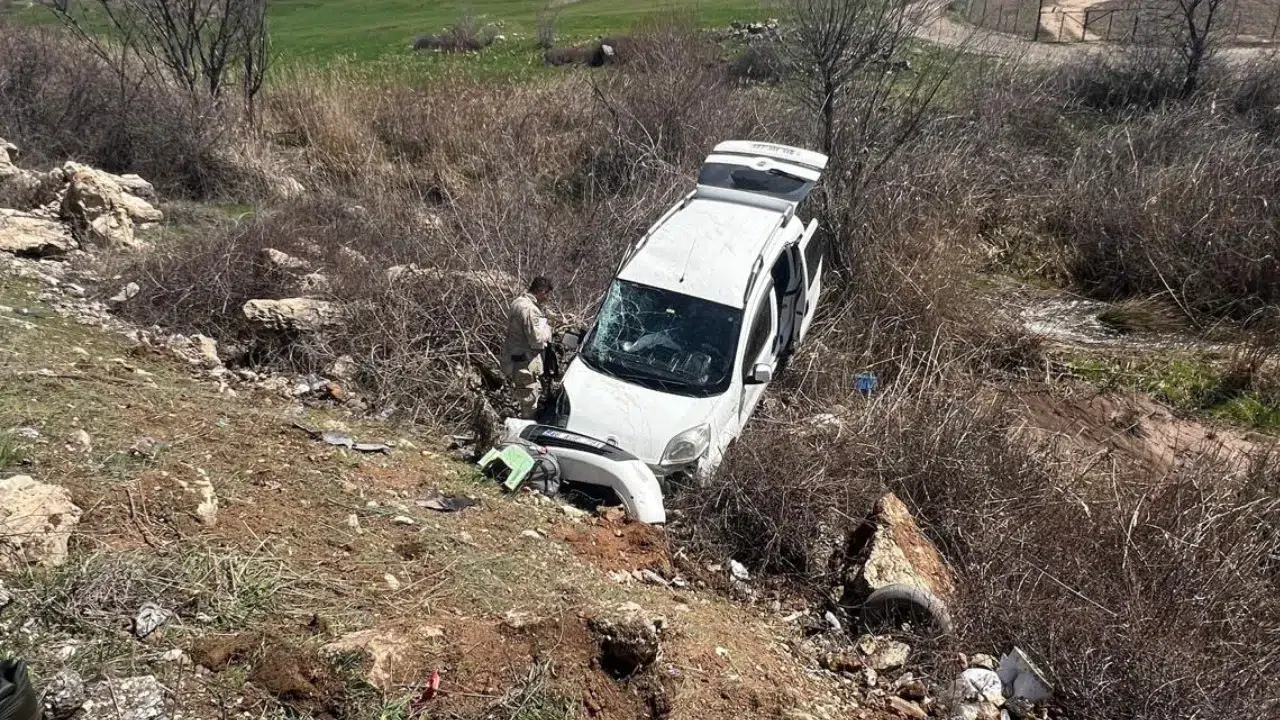 Adıyaman'da kaza : Araç köpeğe çarpmamak için şarampole girdi