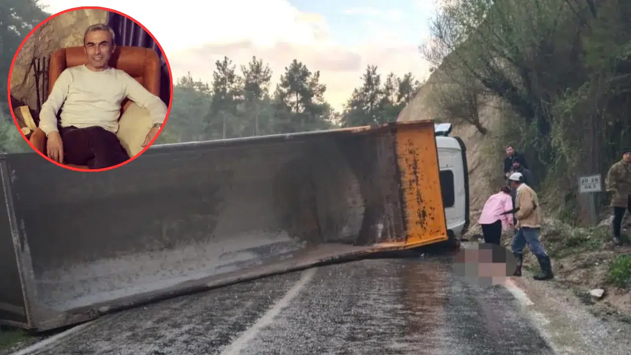 Denizli'de hafriyat kamyon devrildi : Kabinde sıkışan sürücü öldü