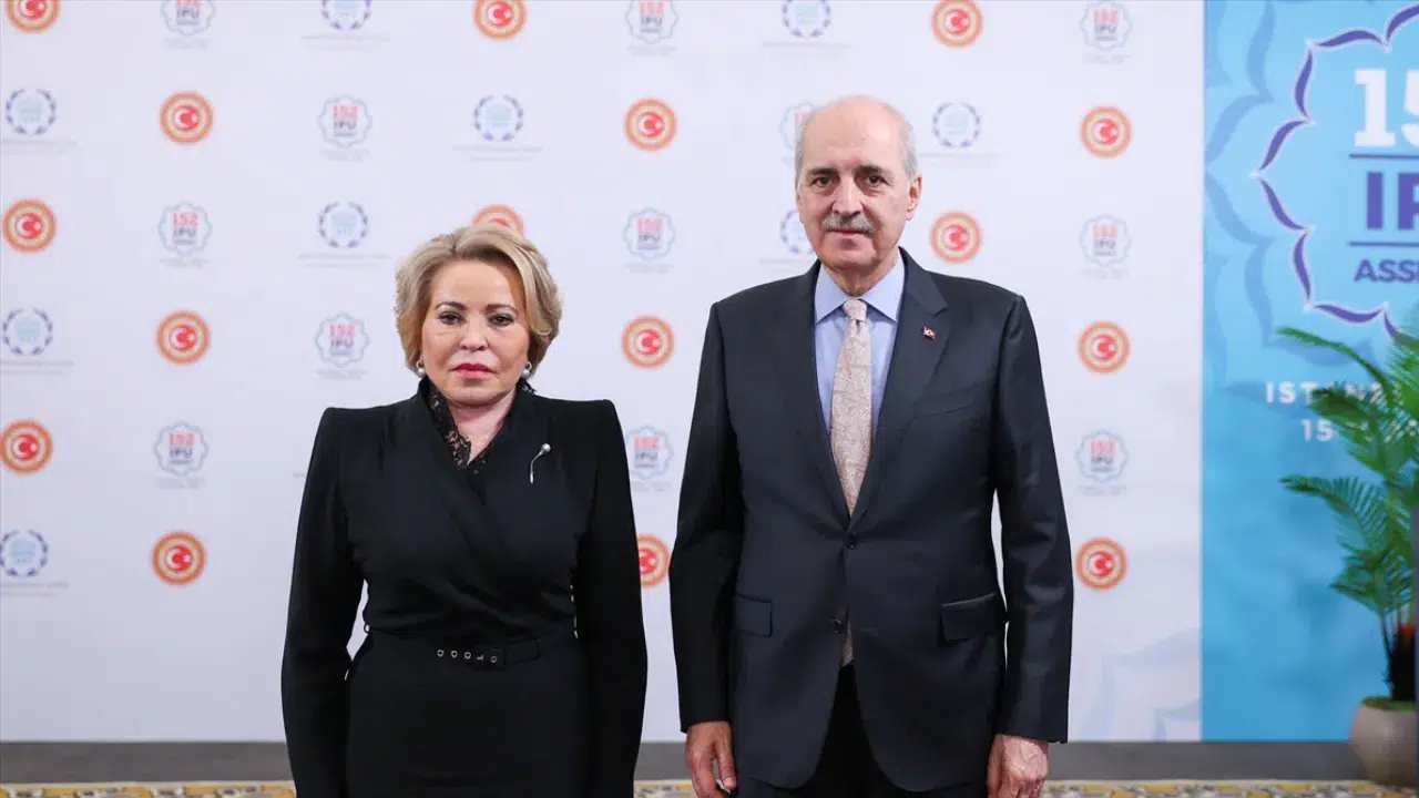 Başkan Kurtulmuş, Rusya Federasyon Konseyi Başkanı Matviyenko ile bir arada