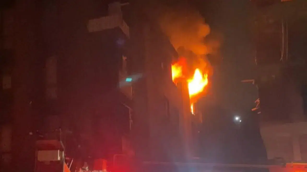 Samsun'da panik anları : Apartman dairesi alev alev yandı