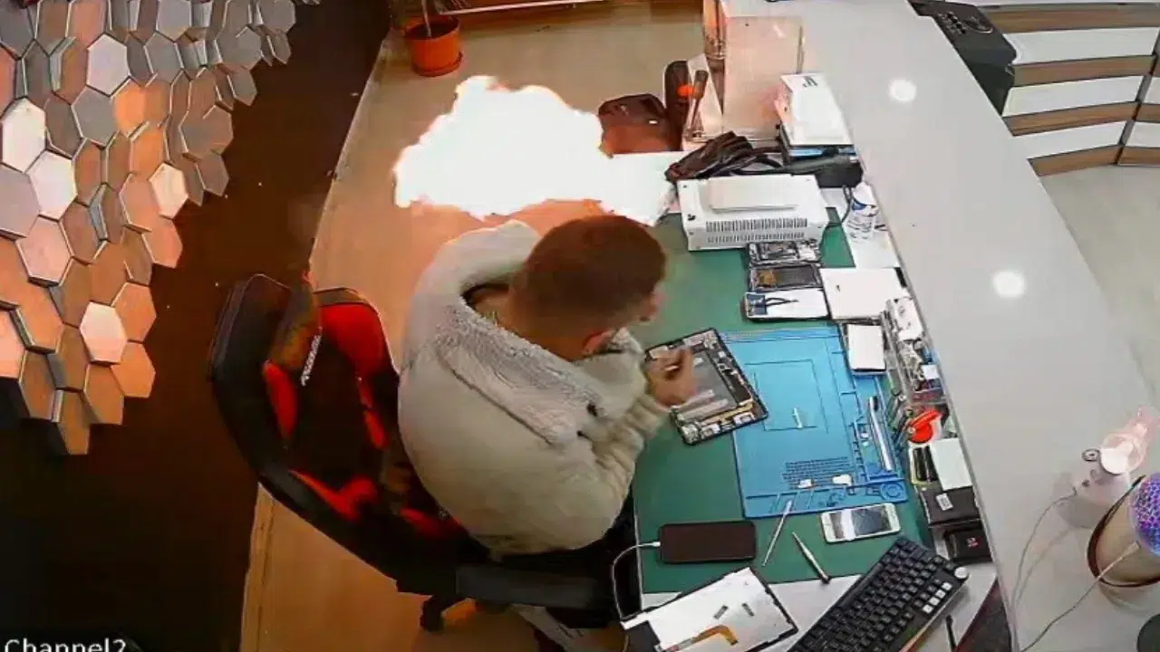 Bayburt'ta korkutan anlar : Şişen telefon bataryası bomba gibi patladı