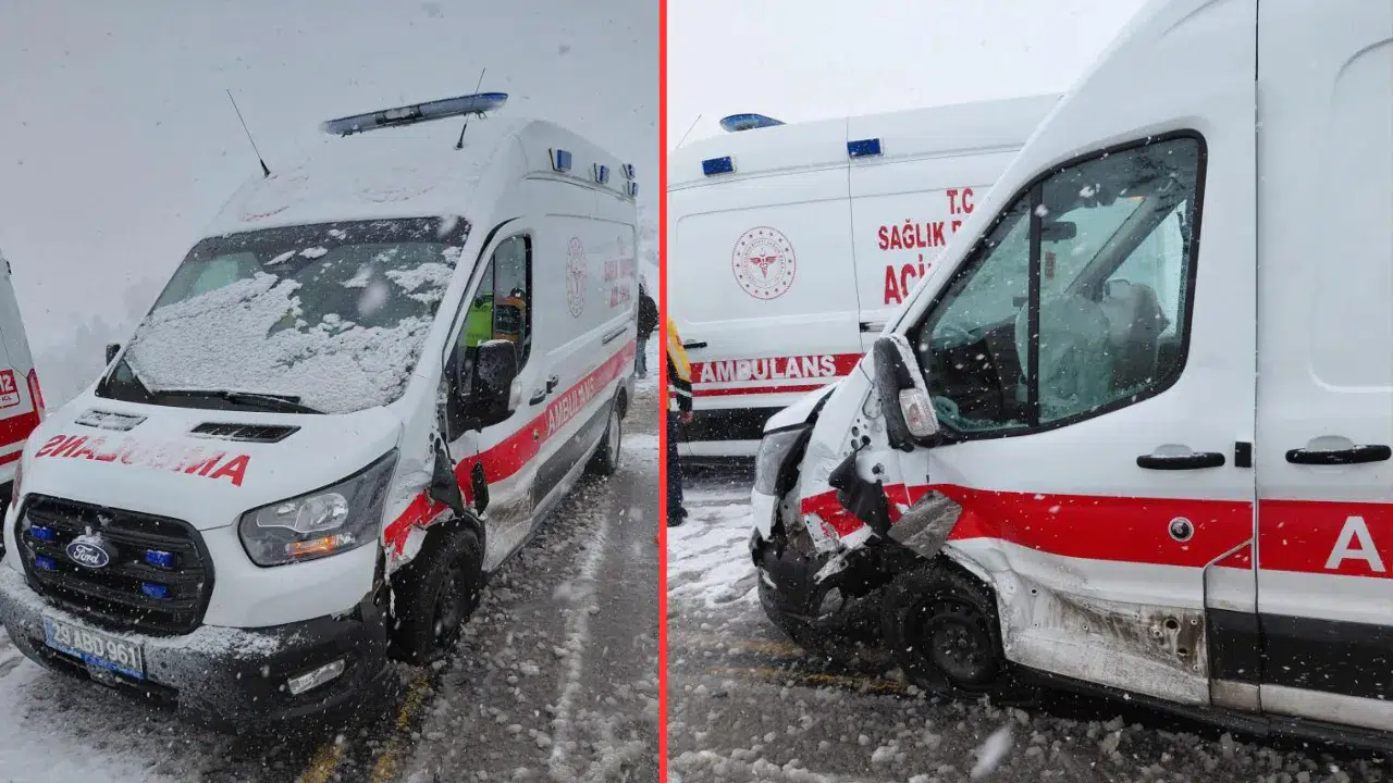 Gümüşhane'de otomobil ile ambulans çarpıştı : 3 yaralı