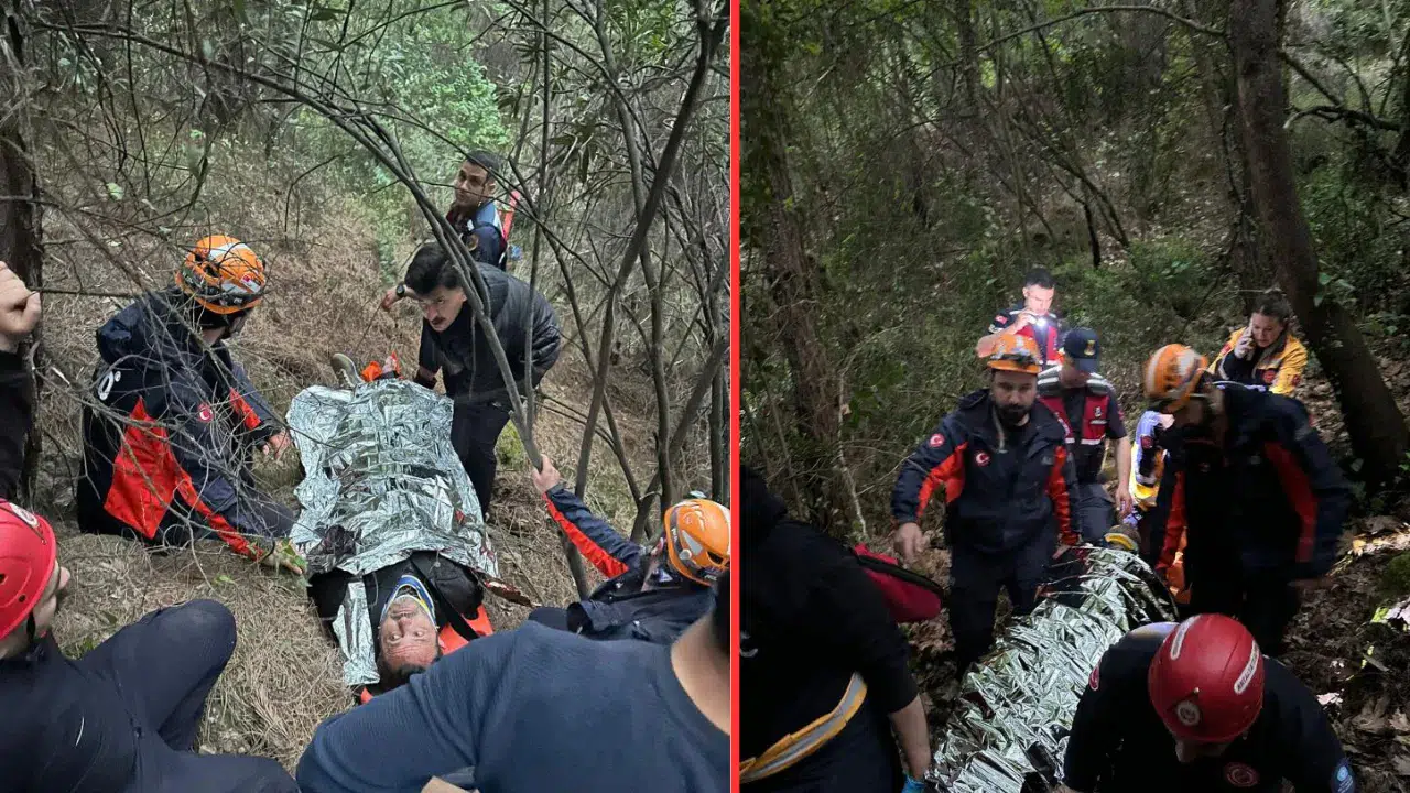 Antalya'da 80 metrelik uçuruma yuvarlanan adam, yaralı olarak kurtarıldı