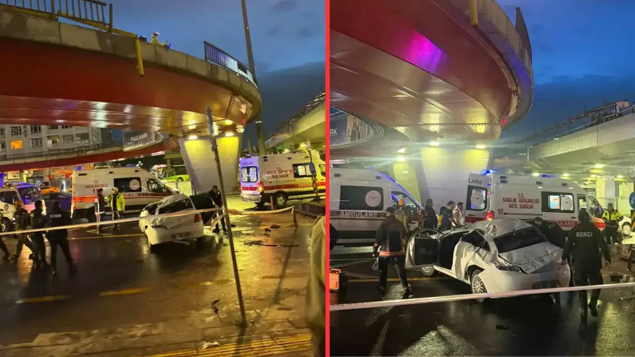 Ankara'da kontrolden çıkan otomobil, Sıhhiye Köprüsü'nden düştü