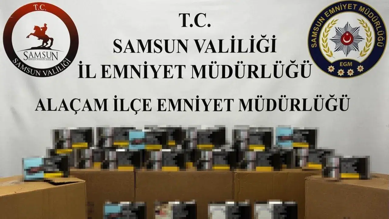 Samsun Alaçam’da kaçakçılık operasyonu : 50 bin adet dolu makaron ele geçirildi