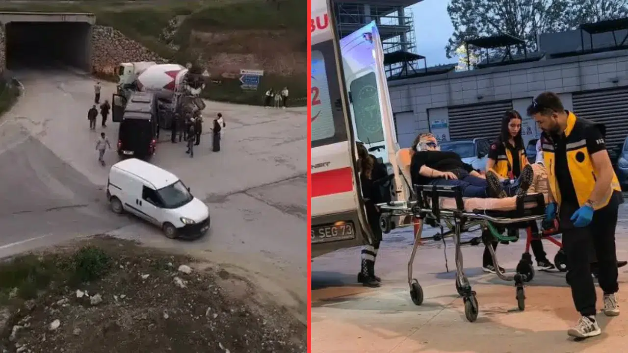 Bursa'da beton mikseri ile tur minibüsü çarpıştı : 2 yaralı