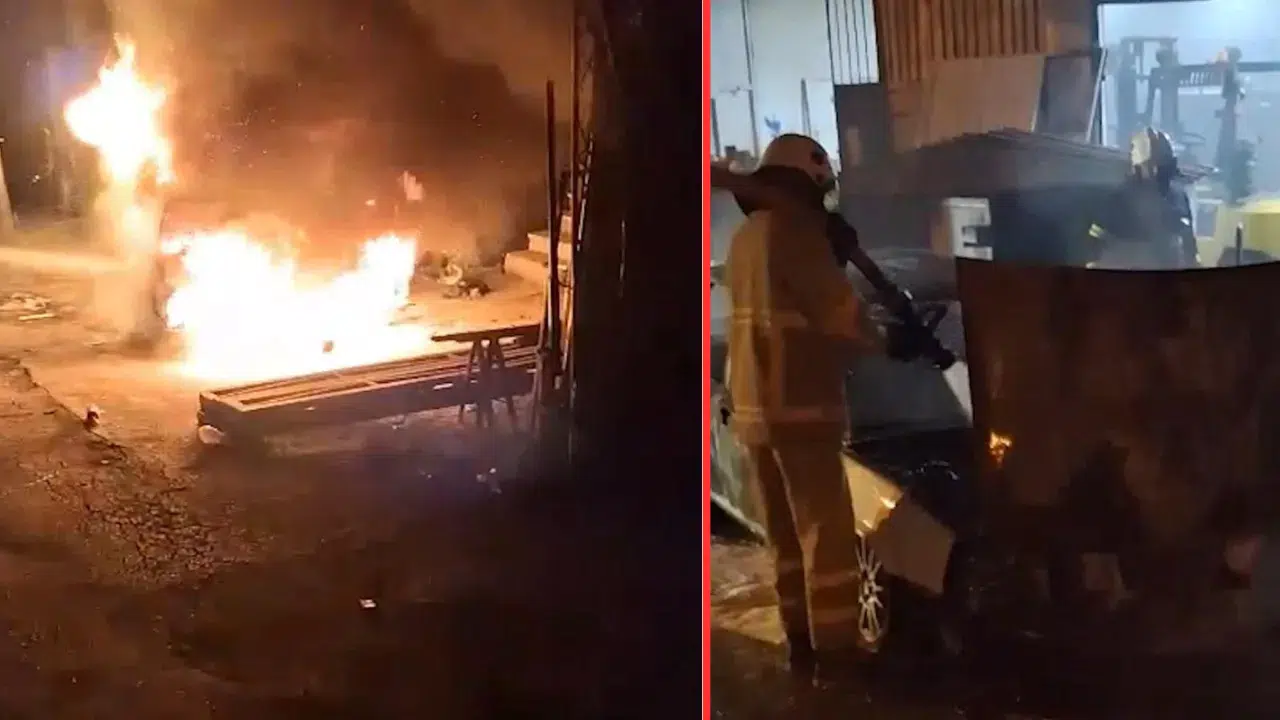 Kırıkkale'de park halindeki otomobil alev alev yandı