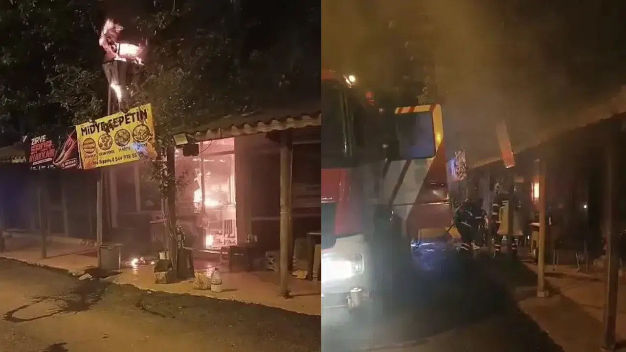 Adıyaman'da bir iş yeri alev alev yandı