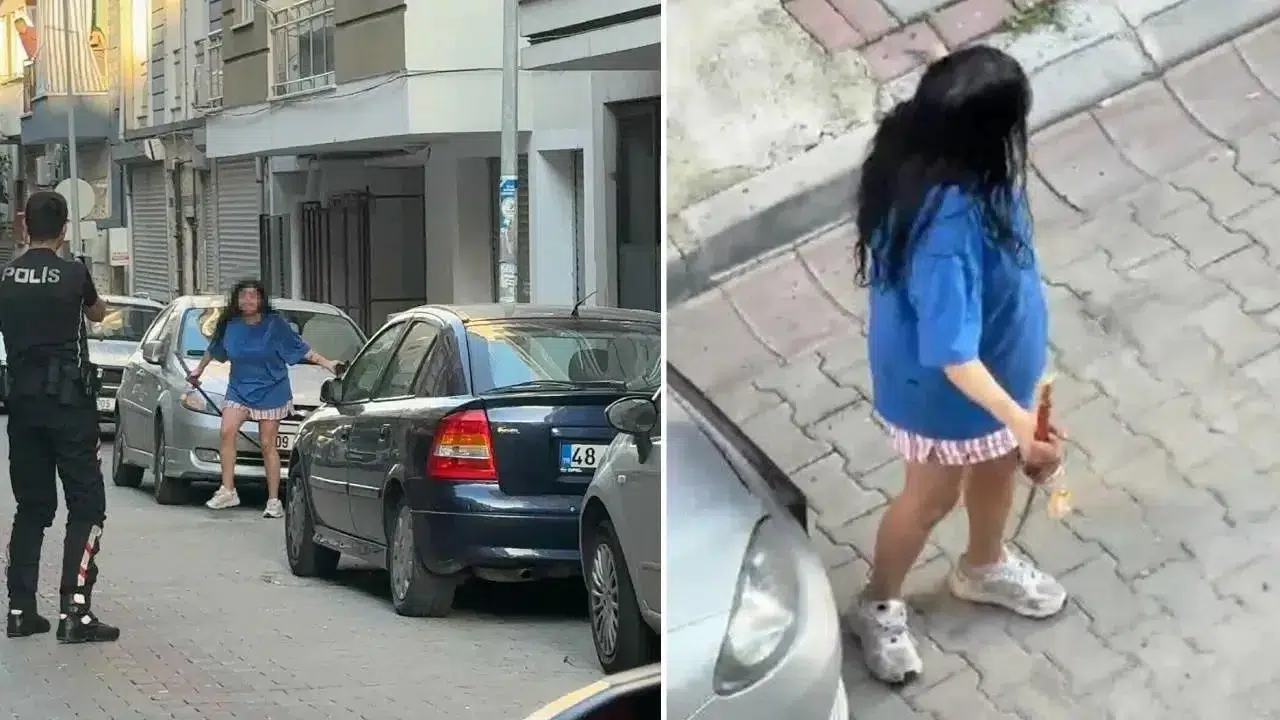 Aydın’da sokak ortasında kılıçlı dehşet : Korku salan kadın biber gazıyla etkisiz hale getirdi