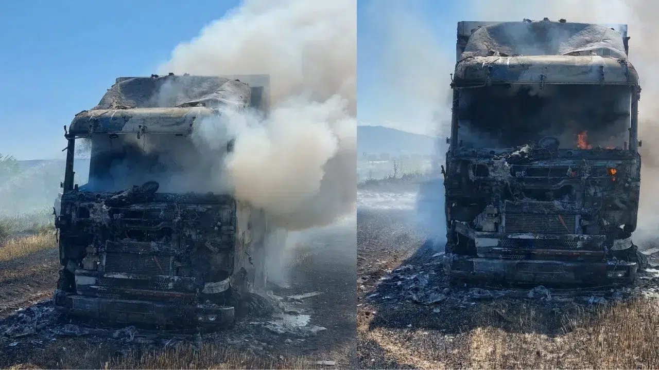 Aydın'da park halindeki kamyon yandı : Araç küle döndü, ekin