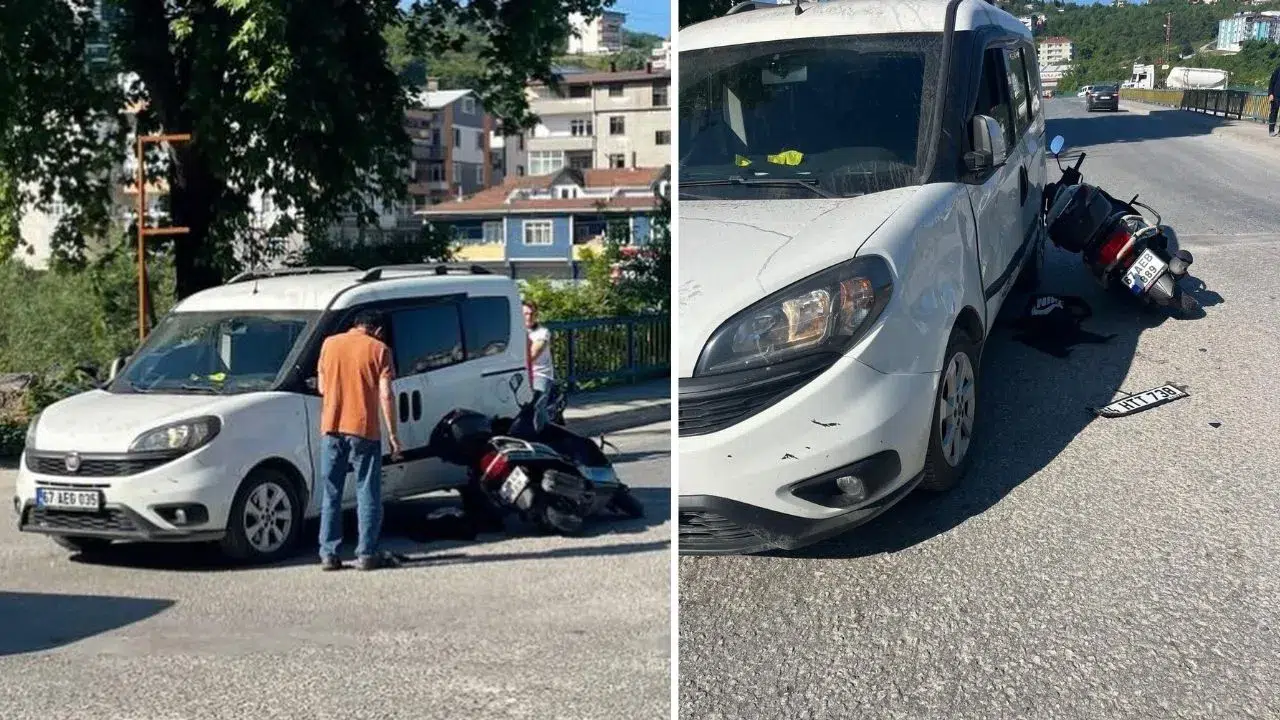 Zonguldak'ta motosiklet ile otomobil çarpıştı : 2 kişi yaral